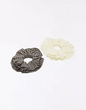 2er-Pack Scrunchies mit Schweizer Stickerei