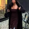 Asymmetrisches Bandeau-Midi-Kleid aus Tüll mit Spitzenbesatz