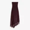 Asymmetrisches Bandeau-Midi-Kleid aus Tüll mit Spitzenbesatz
