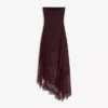 Asymmetrisches Bandeau-Midi-Kleid aus Tüll mit Spitzenbesatz