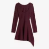 Asymmetrisches Minikleid mit langen Ärmeln und ausgestelltem Saum – Kleider und Overalls