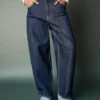 Baggy-Jeans mit niedriger Leibhöhe und umgeschlagenem Saum – Hose