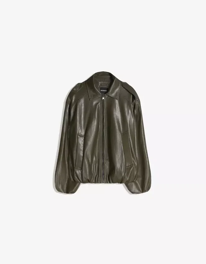Ballonjacke aus Faux Leather Ballonjacke aus Faux Leather