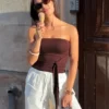 Bandeau-Top mit Bindeband vorne – #Bershkastyle – Damen Bandeau-Top mit Bindeband vorne – #Bershkastyle – Damen