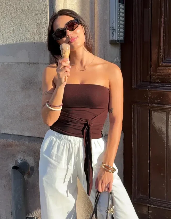 Bandeau-Top mit Bindeband vorne – #Bershkastyle – Damen Bandeau-Top mit Bindeband vorne – #Bershkastyle – Damen