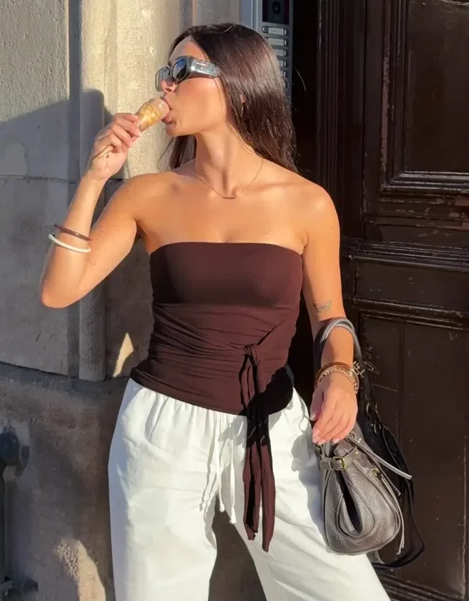 Bandeau-Top mit Bindeband vorne – #Bershkastyle – Damen Bandeau-Top mit Bindeband vorne – #Bershkastyle – Damen