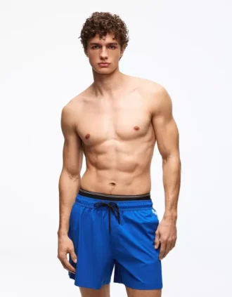Bedruckte Badehose in Boxy-Fit-Passform mit doppeltem Bund – Accessoires