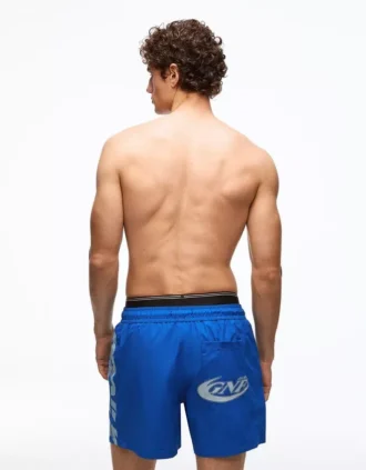 Bedruckte Badehose in Boxy-Fit-Passform mit doppeltem Bund – Accessoires
