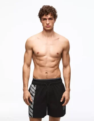 Bedruckte Badehose in Boxy-Fit-Passform mit doppeltem Bund – Accessoires – Herren