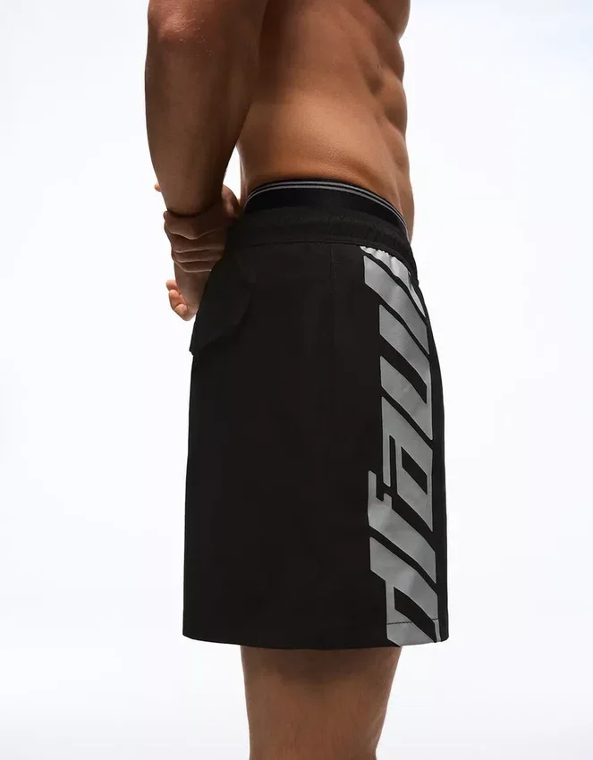 Bedruckte Badehose in Boxy-Fit-Passform mit doppeltem Bund – Accessoires – Herren Bedruckte Badehose in Boxy-Fit-Passform mit doppeltem Bund – Accessoires – Herren