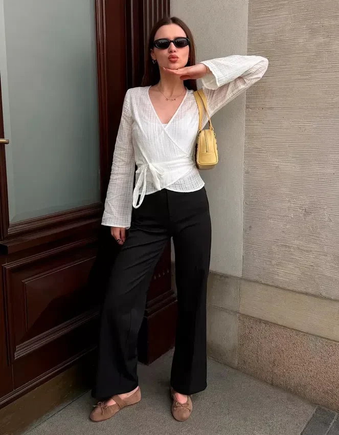 Bedruckte Crossover-Bluse Bedruckte Crossover-Bluse