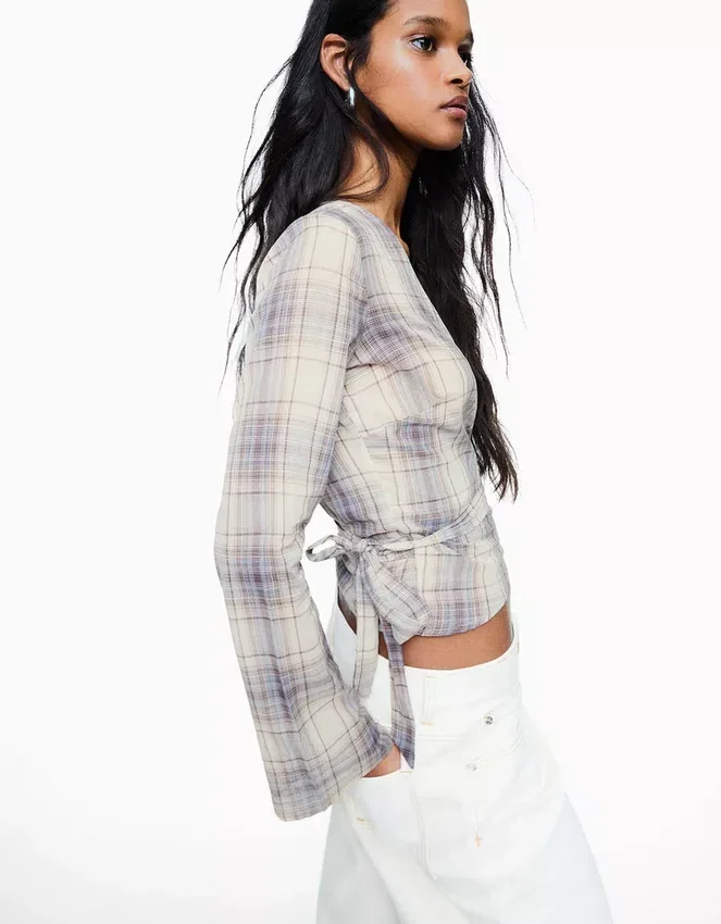 Bedruckte Crossover-Bluse Bedruckte Crossover-Bluse