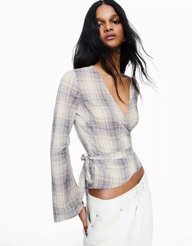 Bedruckte Crossover-Bluse Bedruckte Crossover-Bluse