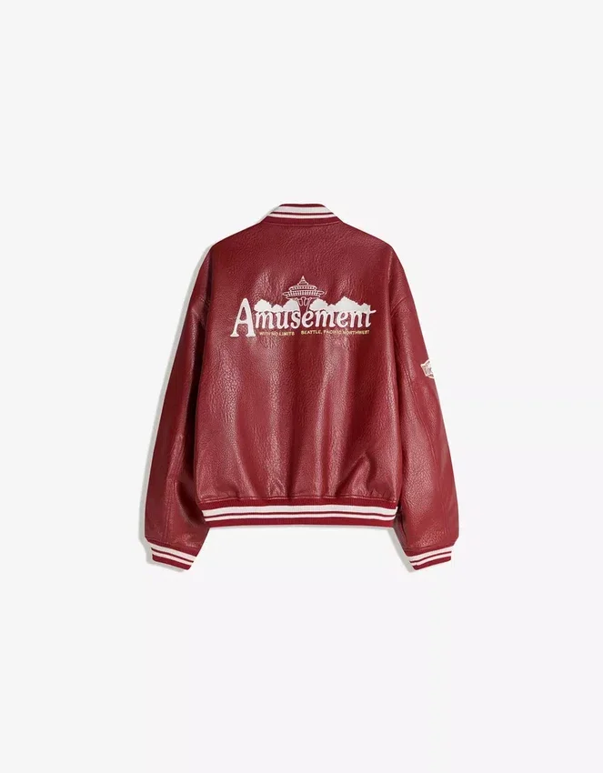 Bedruckte Faux Leather Bomberjacke Bedruckte Faux Leather Bomberjacke