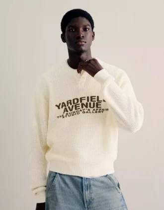 Bedruckter Henley-Pullover – Pullover und Strickjacken
