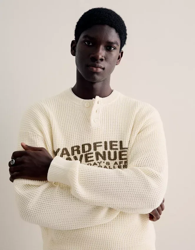 Bedruckter Henley-Pullover – Pullover und Strickjacken Bedruckter Henley-Pullover – Pullover und Strickjacken