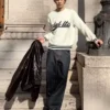 Bedruckter Sweater mit Frottee-Optik Bedruckter Sweater mit Frottee-Optik