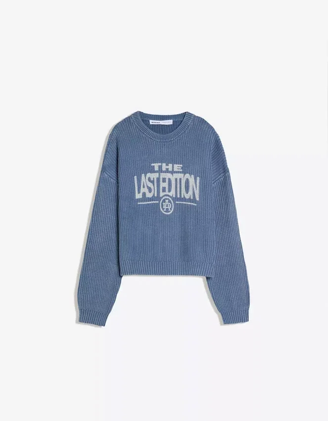 Bedruckter Sweater mit Rundhalsausschnitt in Boxy-Fit – Pullover und Strickjacken Bedruckter Sweater mit Rundhalsausschnitt in Boxy-Fit – Pullover und Strickjacken