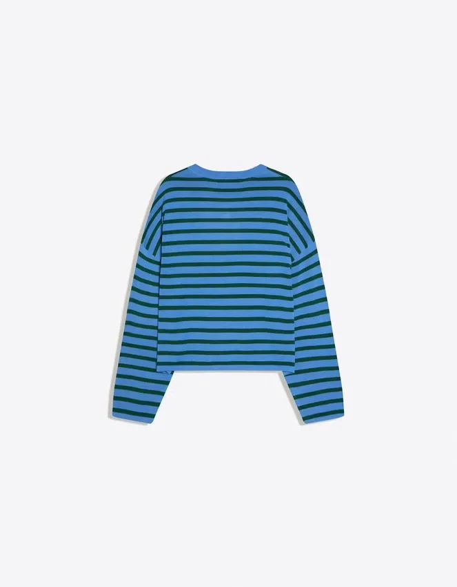 Bestickter, gestreifter Pullover in Boxy-Fit-Passform Bestickter, gestreifter Pullover in Boxy-Fit-Passform