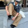Besticktes gestreiftes Kurzarm-Poloshirt Besticktes gestreiftes Kurzarm-Poloshirt