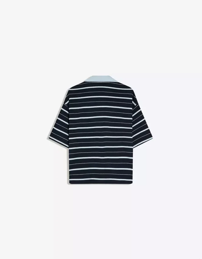 Besticktes gestreiftes Kurzarm-Poloshirt Besticktes gestreiftes Kurzarm-Poloshirt