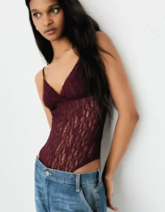 Bodysuit mit Spitzen-Trägern