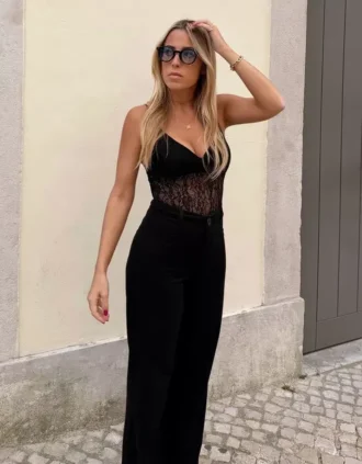 Bodysuit mit Spitzen-Trägern
