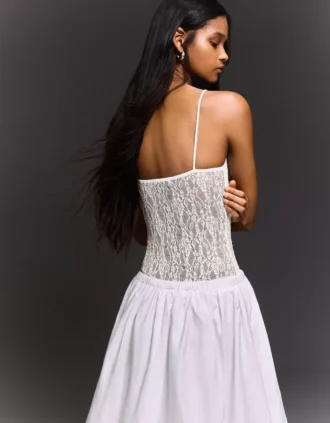 Bodysuit mit Spitzen-Trägern