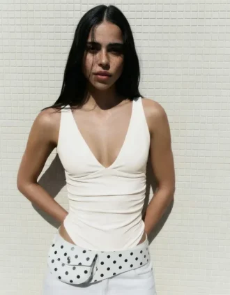 Bodysuit mit Trägern und Raffungen