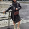 Bomberjacke aus Faux Leather mit Gürtel – #Bershkastyle – Damen Bomberjacke aus Faux Leather mit Gürtel – #Bershkastyle – Damen