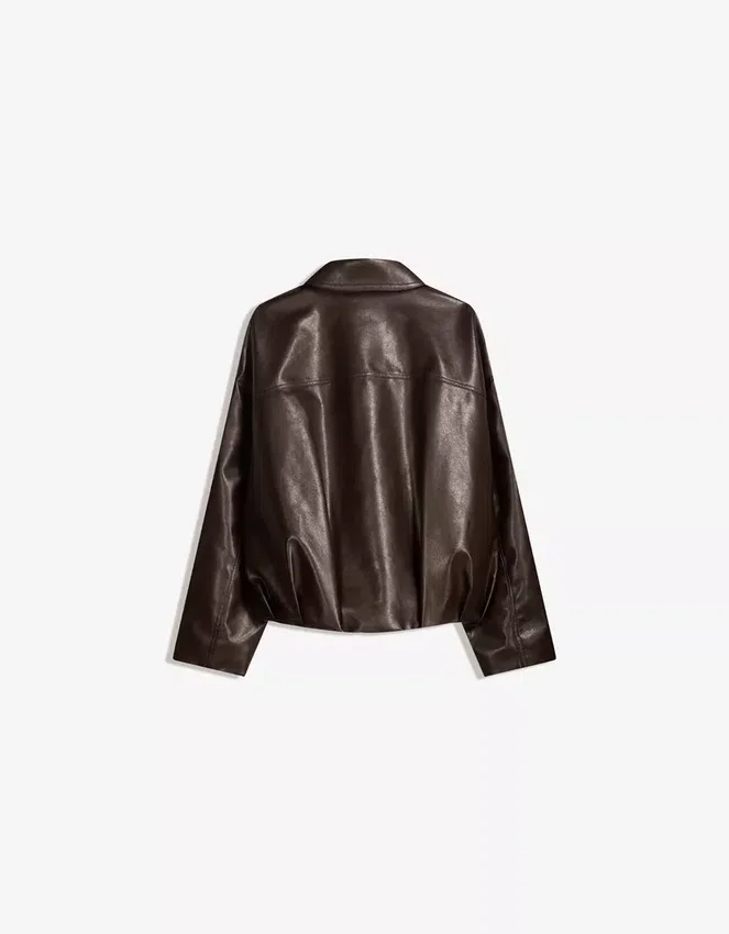 Bomberjacke aus Faux Leather mit Gürtel – #Bershkastyle – Damen Bomberjacke aus Faux Leather mit Gürtel – #Bershkastyle – Damen