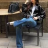 Bomberjacke aus Faux Leather mit Gürtel – Jacken und Trenchcoats – Damen Bomberjacke aus Faux Leather mit Gürtel – Jacken und Trenchcoats – Damen