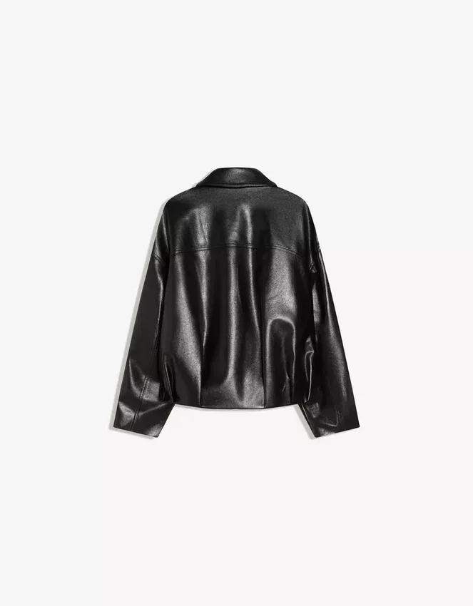Bomberjacke aus Faux Leather mit Gürtel – Jacken und Trenchcoats – Damen Bomberjacke aus Faux Leather mit Gürtel – Jacken und Trenchcoats – Damen