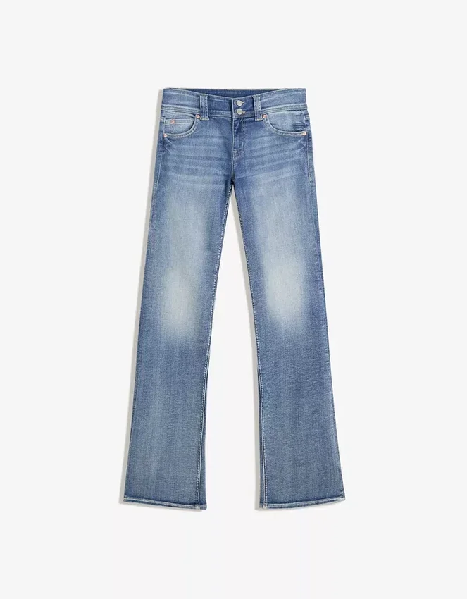 Bootcut-Jeans mit niedriger Leibhöhe und Patten Bootcut-Jeans mit niedriger Leibhöhe und Patten