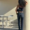 Bootcut-Jeans mit niedriger Leibhöhe und Patten – Hose