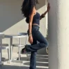 Bootcut-Jeans mit niedriger Leibhöhe und Patten – Hose