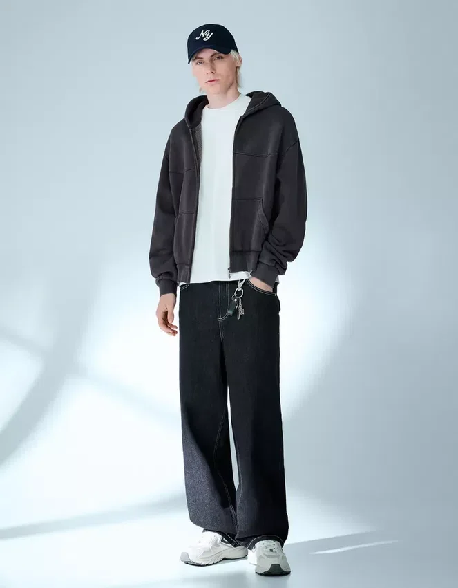 Boxy Fit Cropped Sweatshirt mit Reißverschluss – Sweatshirts und Hoodies – Herren Boxy Fit Cropped Sweatshirt mit Reißverschluss – Sweatshirts und Hoodies – Herren
