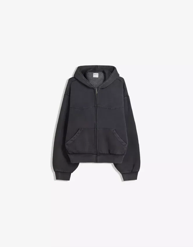 Boxy Fit Cropped Sweatshirt mit Reißverschluss – Sweatshirts und Hoodies – Herren Boxy Fit Cropped Sweatshirt mit Reißverschluss – Sweatshirts und Hoodies – Herren