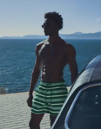 Boxy Fit gestreifte Badehose – Bershka Lovers Boxy Fit gestreifte Badehose – Bershka Lovers
