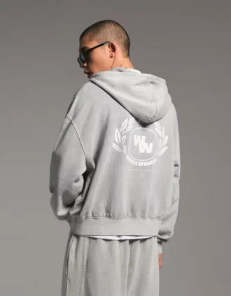 Boxy Fit Sweatshirt mit Reißverschluss und Aufdruck – Sweatshirts und Hoodies