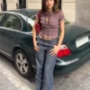 Boyfriend-Jeans mit niedriger Leibhöhe und Struktur