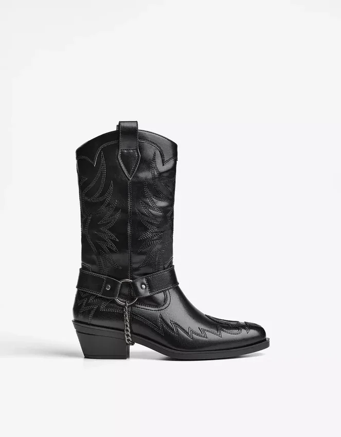 Cowboy-Stiefel mit Kettenverzierung – Stiefeletten – Herren Cowboy-Stiefel mit Kettenverzierung – Stiefeletten – Herren