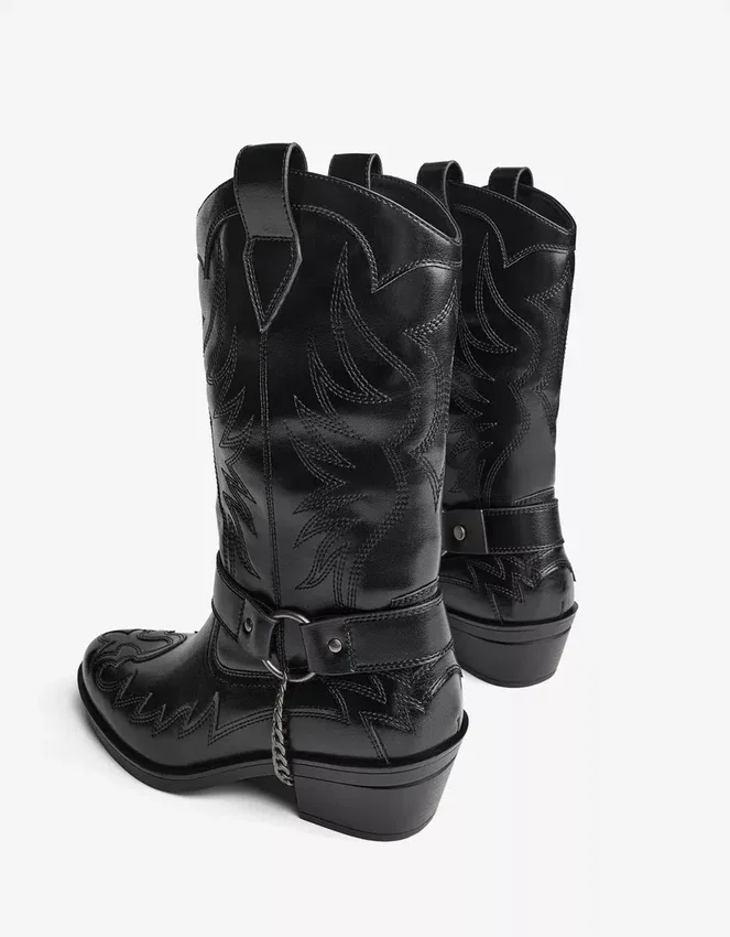 Cowboy-Stiefel mit Kettenverzierung – Stiefeletten – Herren Cowboy-Stiefel mit Kettenverzierung – Stiefeletten – Herren
