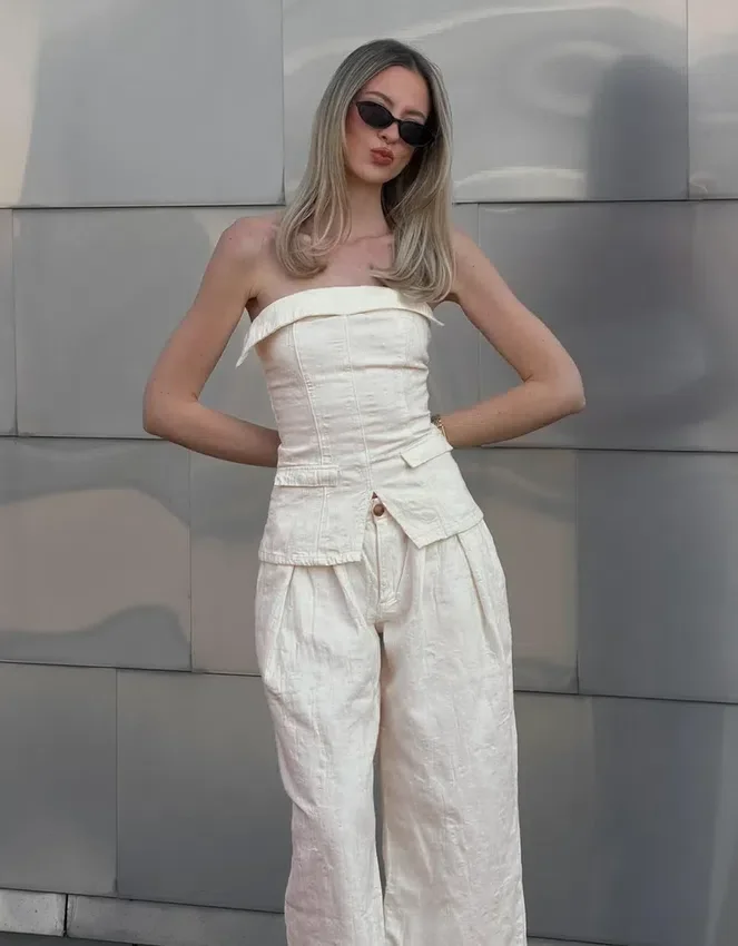 Denim-Bandeau-Top – #Bershkastyle – Damen Denim-Bandeau-Top – #Bershkastyle – Damen