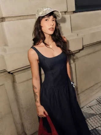 Denim-Midi-Kleid