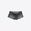 Denim-Shorts mit umgeschlagenem Bund