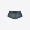 Denim-Shorts mit umgeschlagenem Bund