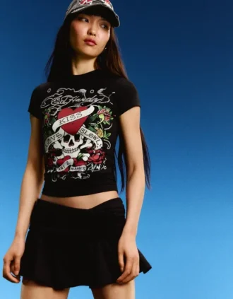 Ed Hardy X Bershka Kurzarm-T-Shirt mit Print
