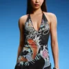 Ed Hardy X Bershka Neckholder-Minikleid Ed Hardy X Bershka Neckholder-Minikleid