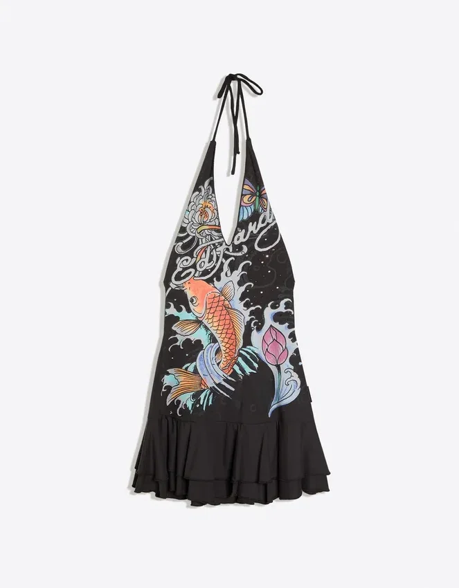 Ed Hardy X Bershka Neckholder-Minikleid Ed Hardy X Bershka Neckholder-Minikleid